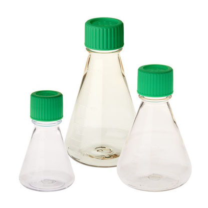 FLASKS, ERLENMEYER, POLYCARBONATE, GRADUATED, PLAIN BOTTOM, VENT CAPS, STERILE