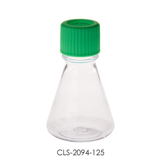 FLASKS, ERLENMEYER, POLYCARBONATE, GRADUATED, PLAIN BOTTOM, VENT CAPS, STERILE