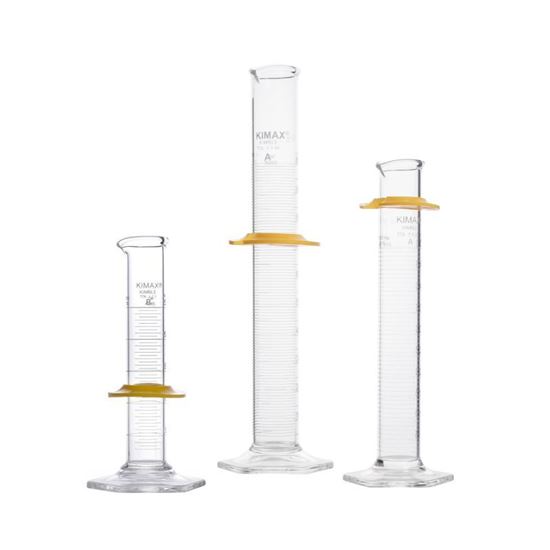 CYLINDERS, WITH SINGLE METRIC SCALE AND BUMPER, GRADUATED, “TO DELIVER”, CLASS B, KIMBLE® KIMAX®