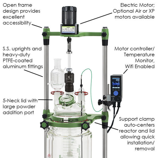 20L PROCESS REACTORS, CYLINDRICAL, JACKETED, ELECTRIC MOTOR, MECHANICAL BEARING
