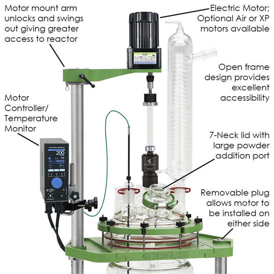 50L PROCESS REACTORS, CYLINDRICAL, TALL, 300MM, JACKETED, ELECTRIC MOTOR, MECHANICAL BEARING