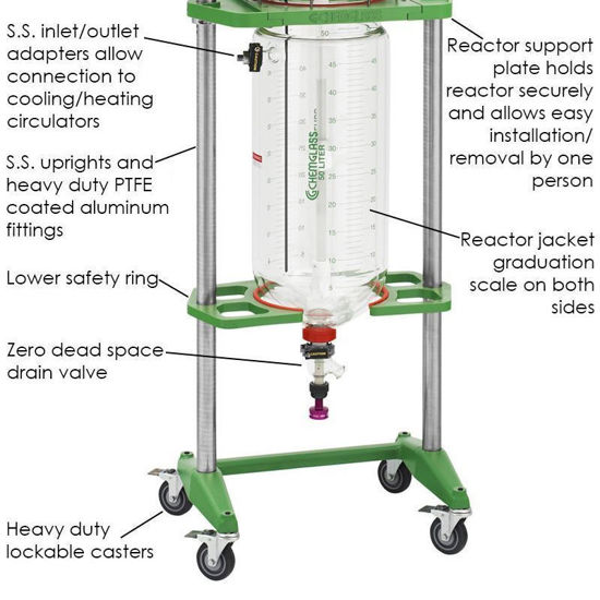 50L PROCESS REACTORS, CYLINDRICAL, TALL, 300MM, JACKETED, ELECTRIC MOTOR, MECHANICAL BEARING