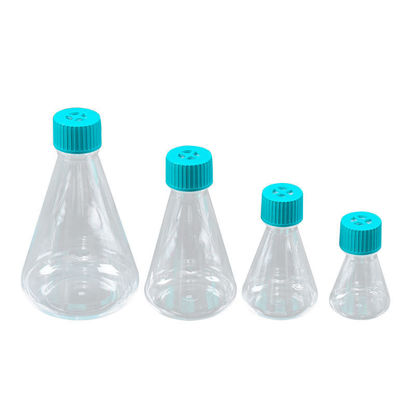 ERLENMEYER FLASKS, POLYCARBONATE, CONICAL, FLAT BOTTOM, VENT FILTER CAPS, STERILE, NEST