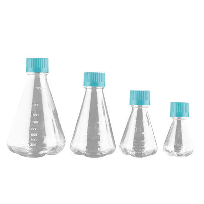 ERLENMEYER FLASKS, POLYCARBONATE, CONICAL, BAFFLED BOTTOM, SEAL CAPS, STERILE, NEST