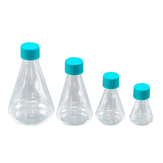 ERLENMEYER FLASKS, POLYCARBONATE, CONICAL, FLAT BOTTOM,  SEAL CAPS, STERILE, NEST
