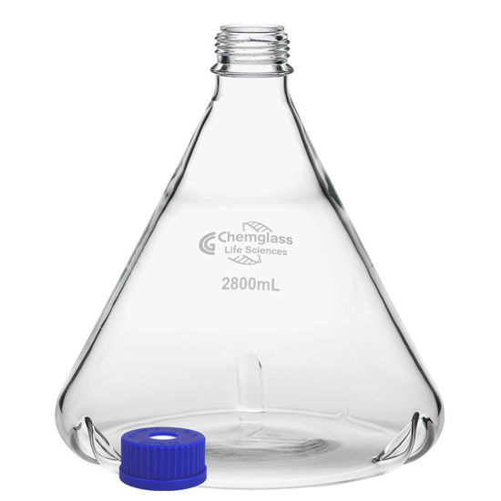 CLS-2022-31; Flask, Fernbach, 2800mL, GL-45 Thread, 3 Side Baffles, Vented Cap