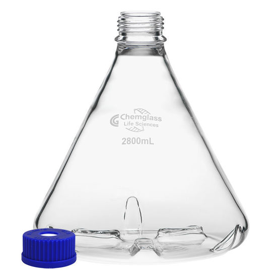 CLS-2026-33; Flask, Fernbach, 2800mL, GL-45 Thread, Side and Bottom Baffles, Vented Cap
