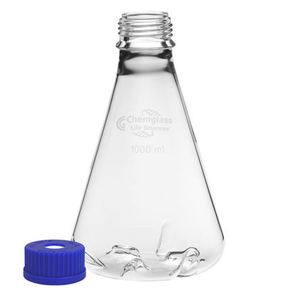 SHAKE FLASKS, 6 BAFFLES, GL-45 THREAD, VENTED CAP
