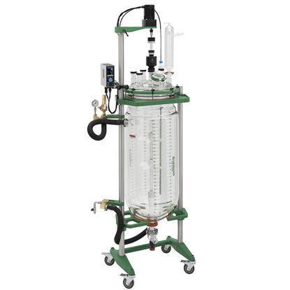 150L PROCESS REACTOR SYSTEM, CYLINDRICAL, JACKETED, GLASS, 400MM FLANGE, BRUSHLESS DC ELECTRIC MOTOR, MECHANICAL SEAL BEARING, MANIFOLD SYSTEM, WITHOUT SAFETY SHIELDS