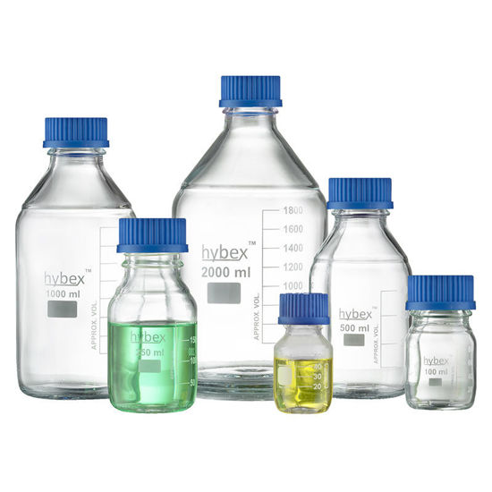 BOTTLES, MEDIA STORAGE, CLEAR BOROSILICATE, HYBEX™