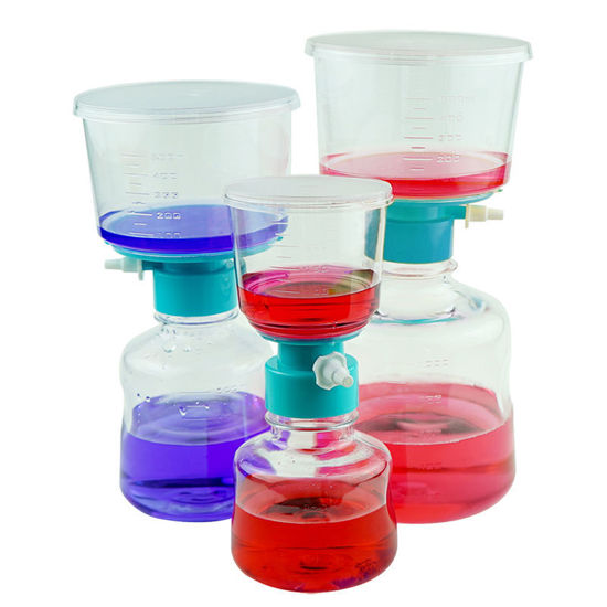 BOTTLE TOP VACUUM FILTER SYSTEM WITH MOLDED GRADUATIONS, PVDF MEMBRANE, STERILE, NEST