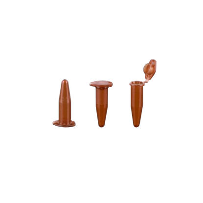 0.6ML MICROCENTRIFUGE TUBE, AMBER, CONICAL, LOCK CAP, NEST