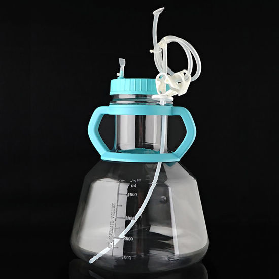 FLASK, ERLENMEYER, 5L, HIGH EFFICIENCY, POLYCARBONATE, PLAIN BOTTOM, WITH PRE-ASSEMBLED TUBE SYSTEM, STERILE, NEST