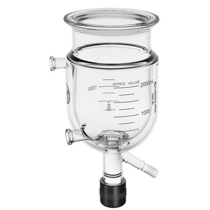 2000ML REACTION VESSEL, JACKETED, GRADUATED, 150MM FLANGE, FLAT FLANGE INLET/OUTLET, 0-25 DRAIN VALVE