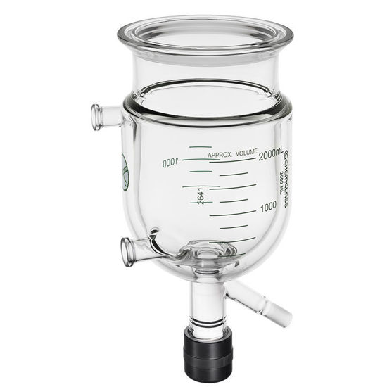2000ML REACTION VESSEL, JACKETED, GRADUATED, 150MM FLANGE, FLAT FLANGE INLET/OUTLET, 0-25 DRAIN VALVE