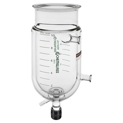 10L REACTION VESSEL, JACKETED, GRADUATED, 200MM FLANGE, 1IN BP INLET/OUTLET, 0-25 DRAIN VALVE