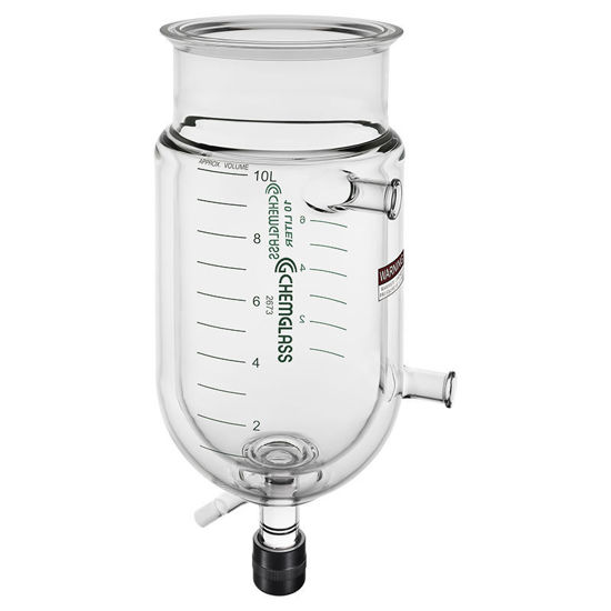 10L REACTION VESSEL, JACKETED, GRADUATED, 200MM FLANGE, 1IN BP INLET/OUTLET, 0-25 DRAIN VALVE