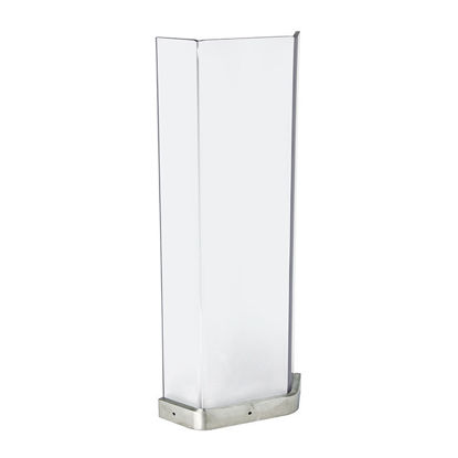 SAFETY AND SPLASH SHIELD, SELF-STANDING, POLYCARBONATE, 14 INCHES OVERALL HEIGHT X 4-INCH-LONG CENTER SECTION WITH 2-INCH-LONG SIDES AND 304 STAINLESS STEEL BASE